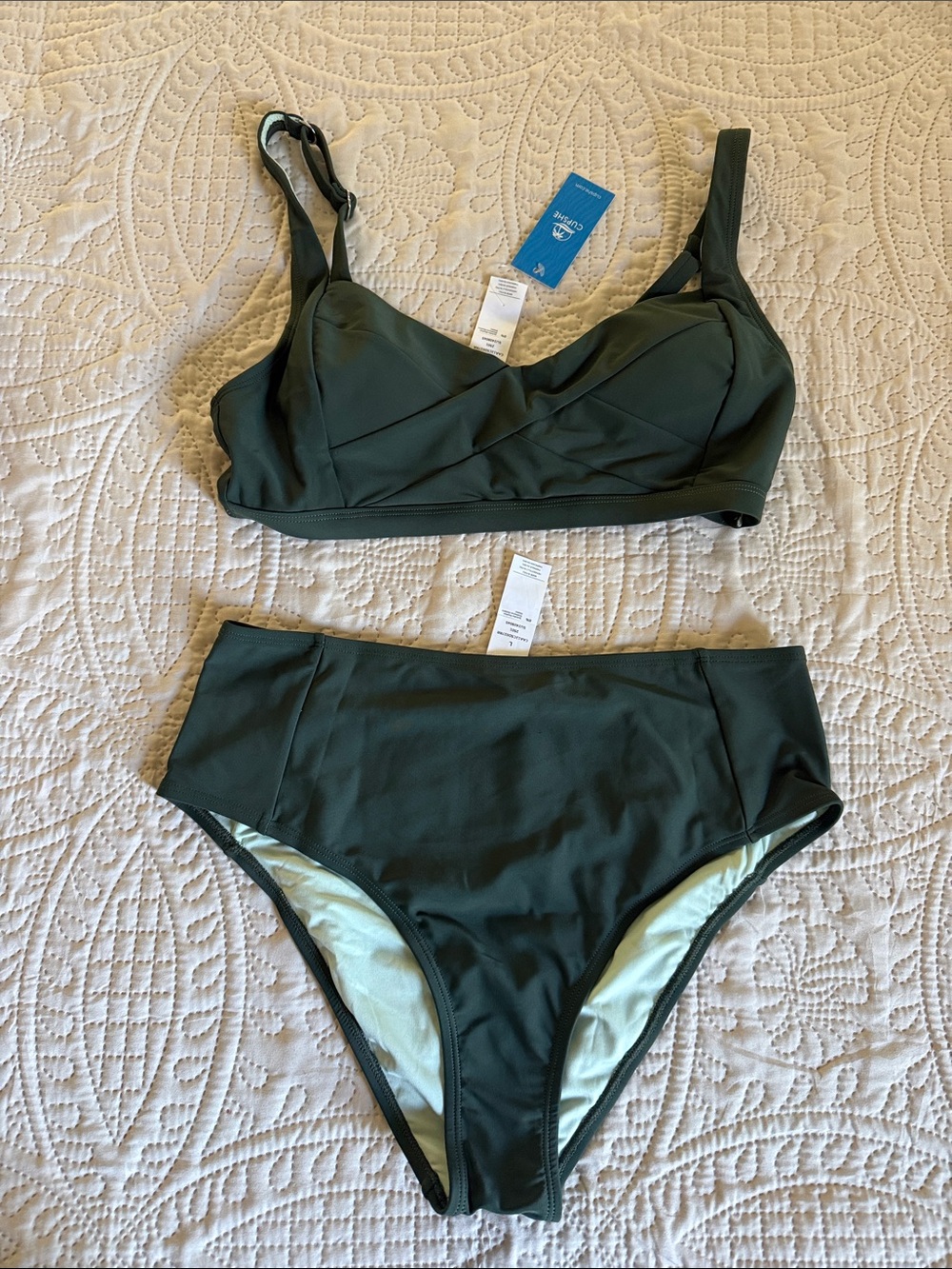 Cupshe Dark Olive High-Waist Bikini Set